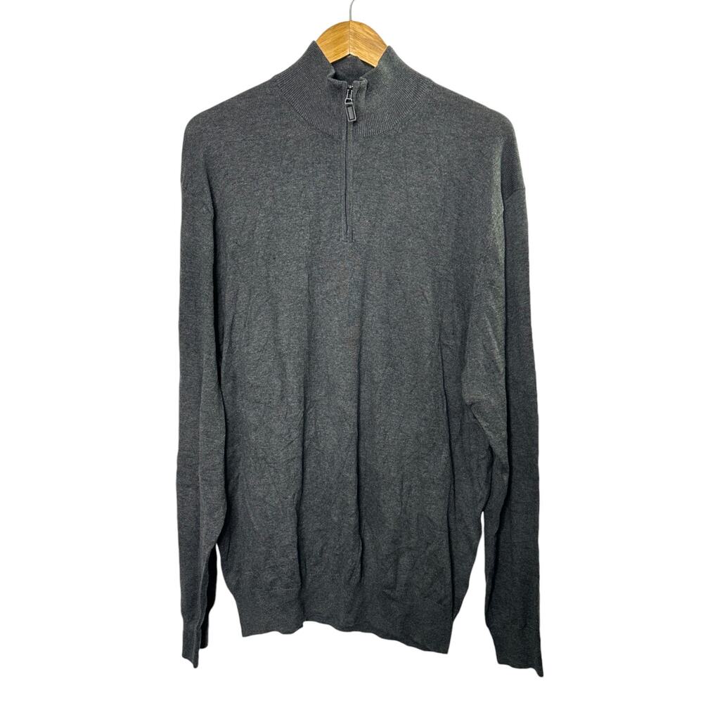 Jos. A. Bank Traveler Gray Pima Cotton 1/4 Zip Pullover Sweater Men's XL